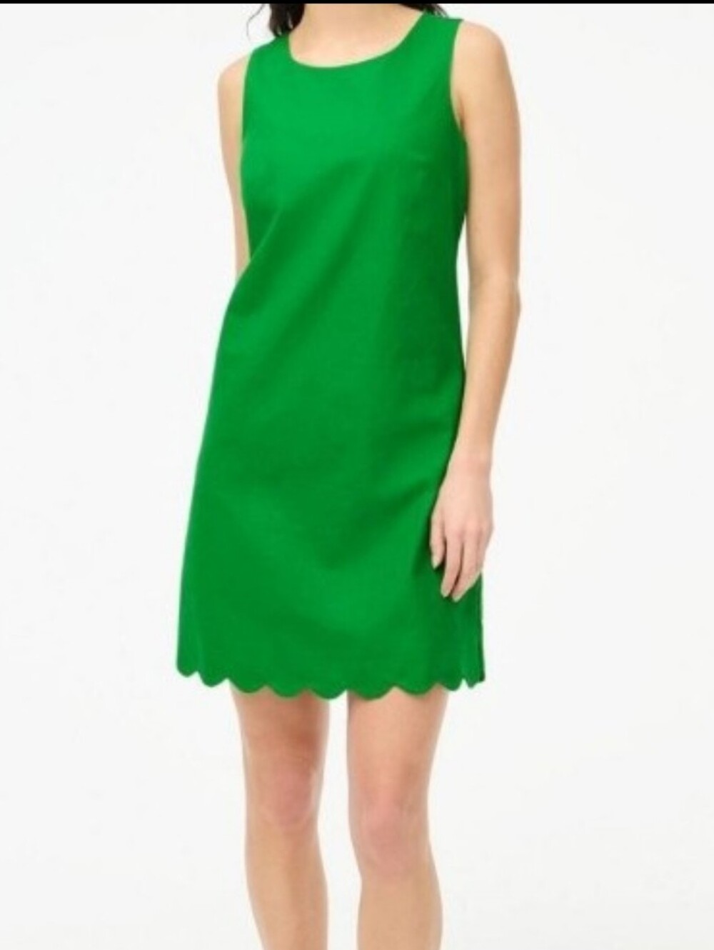 J. Crew Green Sleeveless Scallop-Hem Shift Dress 14